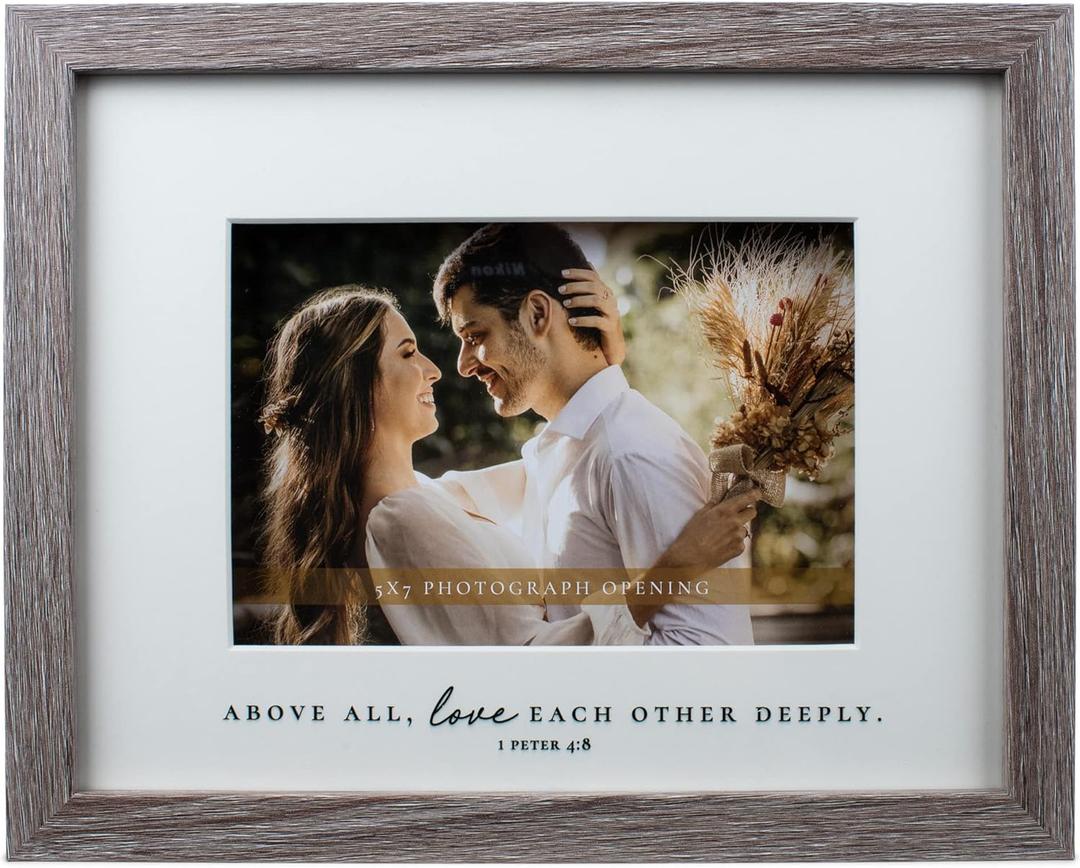 Elanze Designs Above All Love Each Other 9 x 11 Grey Wood Framed Wall Sign Fits 5 x 7 Photo
