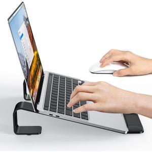 NTMY Laptop Stand for Desk with Wrist Support, Aluminum Computer Stand for Laptop,Ventilated Ergonomic Holder Mount Riser for MacBook Air/HP/Dell/Acer/Lenovo 10-17.3'' (Black)