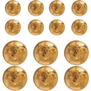 KENDANY 14 Piece Metal Blazer Button Set - for Blazer, Suits, Sport Coat, Uniform, (Gold 2, 18mm/0.71inch, 23mm/0.9inch)