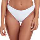 RELLECIGA Women's Cheeky Mid Waisted High Cut Bikini Bottoms (Medium, White)
