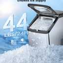 WIE Nugget Ice Maker Countertop, 44 lbs in 24 Hours, Pellet Ice Maker Machine with Self-Cleaning, 0.75 Gallon Tank & Scoop Included, Crushed Pebble Ice Makers for Home/Office/Bar/Party, Silver