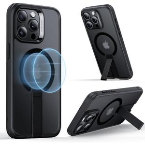 ESR for iPhone 15 Pro Max Case with Kickstand, Military-Grade Shockproof Protection, Magnetic Fully Adjustable Flickstand Phone Case, Compatible with MagSafe Accessories, Boost Series, Frosted Black
