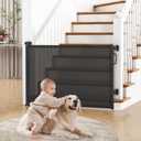 Retractable Baby Gate for Stairs, 55" Wide Mesh Dog Gate Indoor, 34" Tall Child Gate for Doorways, Hallways, Deck, Indoor Outdoor Pet Baby Safety Essentials for Home, Black