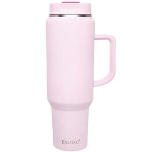EALGRO 50 oz Tumbler with Handle, Insulated Tumblers with Lid and Straw, Large Metal Sports Water Bottle Jug, Thermal Stainless Steel Travel Coffee Mug Cup, Blush