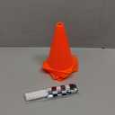 6 Pack 7inch Orange Race Cones with Holes on Top,12 Pack Checkered Flags,Racing Car Birthday Party Decorations,Two Fast Centerpieces,Race Cars Themed Party Supplies