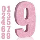 TONIFUL 7.8 Inch Pink Glitter Number 9 Table Centerpiece 0-9 Pink Birthday Party Decorations,Digit 9 for Birthday,Chrismas,Graduation,Bridal Shower,Valentine's Day,Anniversary Party Supplies