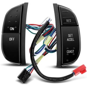 A-Premium Steering Wheel Mounted Cruise Control Switch, with Green Backlight, Compatible with Ford F-150/250/350 1997-2004, F-150/250/350/450/550 Super Duty 1999-2007, Excursion, Expedition, and More