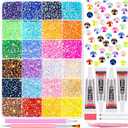 Audab Multicolor 4mm AB Rhinestone Kit with 16000pcs, 4pcs B7000 Jewelry Glue, Tools for Crafting, Graduation Cap, Jewelry, Shoes & Nails