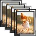 8x10 Picture Frames Black - Set of 4, HD Real Glass 8 by 10 Photo Frame for Tabletop Display, Wedding Birthday Father's Day Gifts (8 x 10, Black)