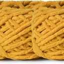 3 Pack Plush Chenille Chunky Yarn 100g (49.2yd) - Fluffy Velvet Yarn Crochet for Blanket Knitting and Crocheting - Baby Yarns for Crocheting Soft - Amigurumi Yarns (Turmeric)