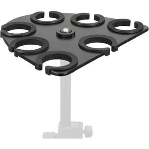 Multi Mic Holder for Wired and Wireless Mics, Organizes Up to 7 Mics, Aluminum, Black