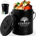 Perfnique Kitchen Compost Bin, 1.3 Gallon Countertop Compost Bin with Lid, Indoor Compost Bucket Includes Inner Bucket Liner and Carbon Filter, Small Compost Bin with Trash Bags (with Bags, Black)