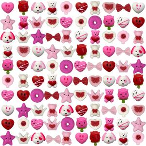 Anditoy 100 PCS Valentines Day Mochi Squishy Toys Squishies for Kids School Class Classroom Valentines Day Cards Gifts Prizes Party Favors