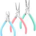Mr. Pen- Jewelry Pliers Set, 3 Pack, Colorful, Rubber Handle & Ergonomic Design, Mini Pliers for Jewelry Making Tools, Small Wire Cutters for Crafting (Pastel 2)