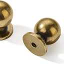 khtumeware 6 Pack Cabinet Knobs Burnished Brass 1 inch (25 mm) Diameter Antique Bronze Drawer Knobs Vintage Cabinet Hardware