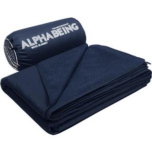 AlphaBeing Waterproof Outdoor Blanket with Merino Wool, Extra Thick Warm, Windproof, Packable Stadium Blankets for Cold Weather, Camping Gift, Pet, Car, Picnic, Concerts, 79" x 59", Navy
