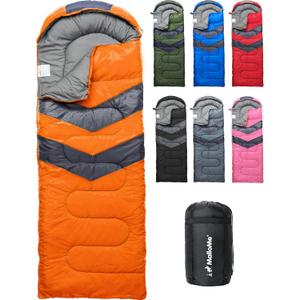 MalloMe Sleeping Bags for Adults Cold Weather & Warm - Backpacking Camping Sleeping Bag for Kids 10-12, Girls, Boys - Lightweight Compact Camping Essentials Gear Accessories Hiking Sleep Must Haves (50-80F Everyday 3 Season - Orange)