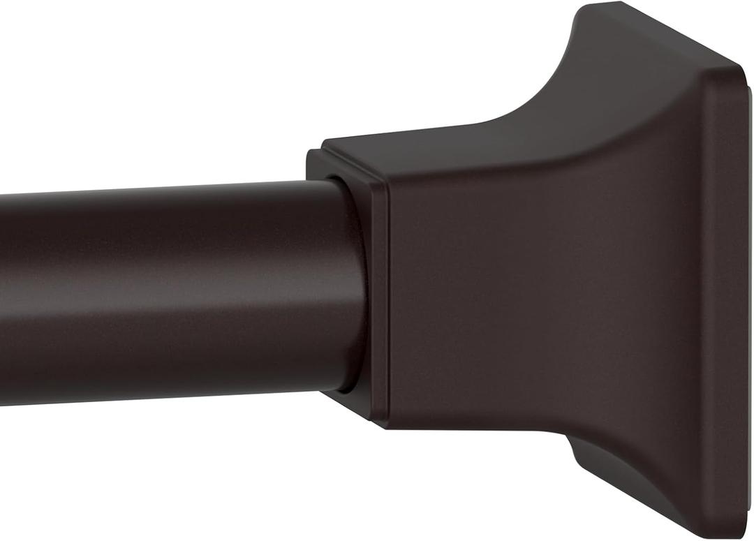 Brown Shower Curtain Rod, Adjustable 32-80 Inch Tension Spring Curtain Rod No Drilling for Bathroom Kitchen, No Slip, No Rust