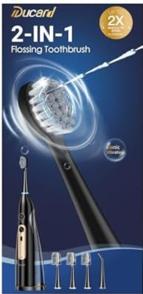 Charger and 3 Brush Models For Electric Flossing Toothbrush