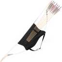 LWANO Archery Bow Carrier with Arrow Slots, Archery Bow and Arrow Holder for Recurve Horsebow Traditional Bow, Adjustable Shoulder Strap (Black)