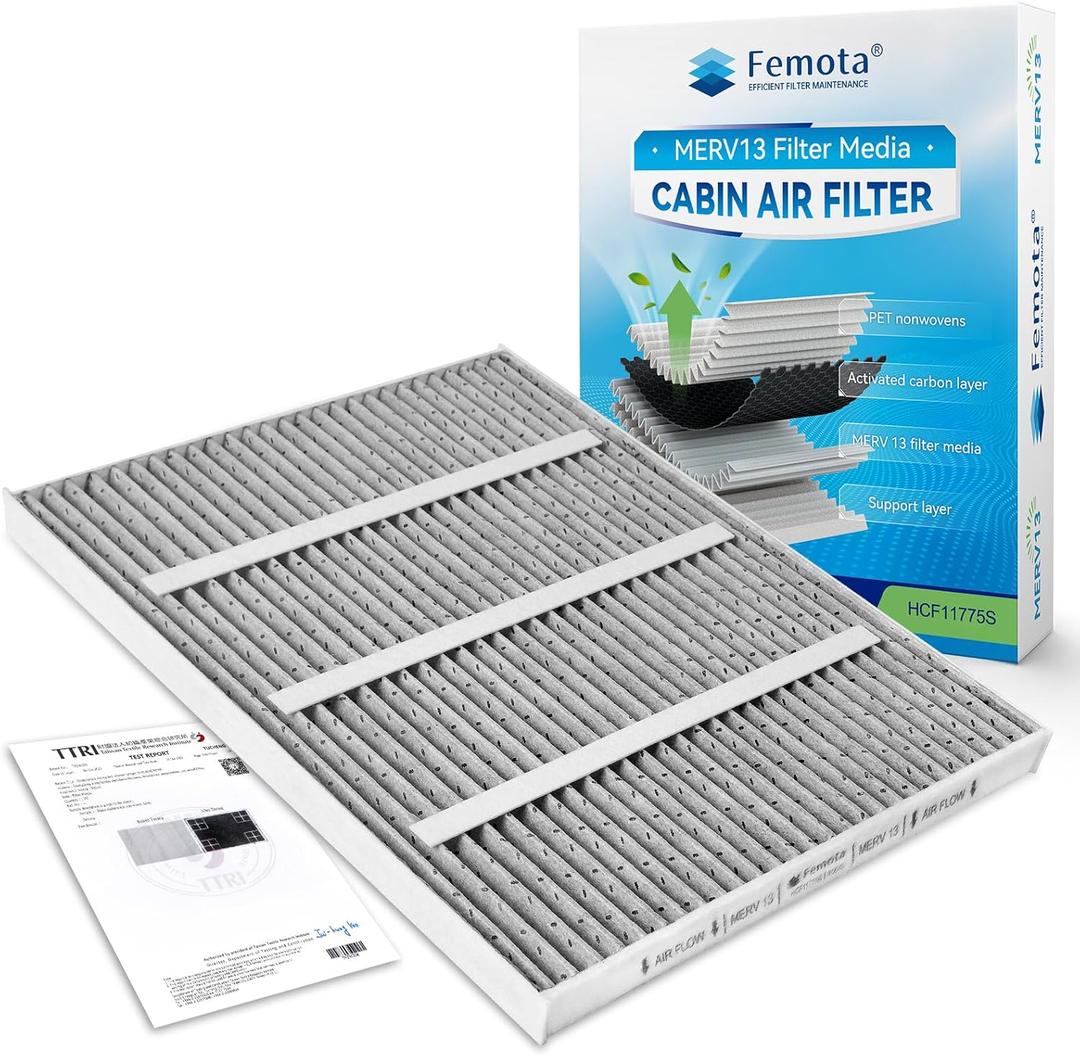 Certified MERV 13 Cabin Air Filter with Activated Carbon, CF11775 for Ford Edge, Fusion, SSV Plug-in Hybrid, Lincoln Continental, MKX, MKZ, Nautilus.