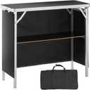VEVOR Folding Portable Bar Table, Tradeshow Podium Table for Indoor, Outdoor, Party, Picnic, Exhibition, Includes Carrying Case, Storage Shelf and Black Skirt, 38.39" x 15.16" x 34.25"