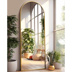 Arched Full Length Mirror, Floor Mirror with Stand, 18"x58" Large Mirror, Wall Mirror Full Length, Gold Floor Length Mirror, Gold (18"L x 57"W)