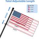 Flag Pole Kit for Outside House with Holder, 5ft Flag Poles for 3x5 Flags Outdoor, Heavy Duty Black Flagpole for Boat, RV, Truck Hitch, Garage, Portable for Pride,Tangle Free Rings, Wall Mount Bracket