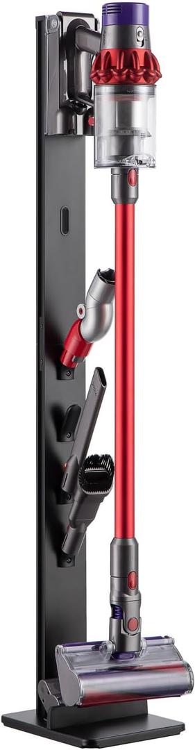 Vacuum Cleaner Stand, Compatible with Cordless Vacuums Dyson Gen5 V15 V12 V11 V10 V8 V7 V6, Floor Vacuum Accessory Holder with 4 Hooks, Metal Storage Bracket Organizer, Black (with Hook)