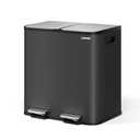 Garvee Trash Can, 2 x 4 gal (2 x 15 L) Garbage Can for Kitchen Dual Compartment Recycling Kitchen Step Trash Bin, Stainless Steel Trash and Recycle Bin Combo with Soft-Close Lid,Black