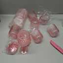 12 Pack Plastic Ribbed Glasses With Stem 11 oz Goblet Detachable Glass Disposable Champagne Cups Vintage Style for Wedding Anniversary Birthday Dinner Parties (Pink)