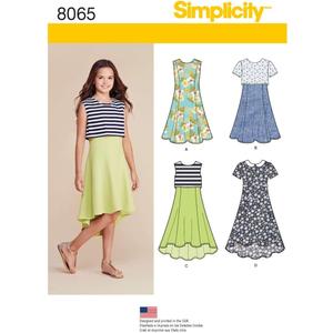 Simplicity US8065AA Girl's Plus or Popover Dress Sewing Pattern, Sizes 8-16