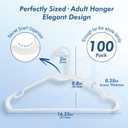 HOUSE DAY White Plastic Hangers 100 Pack, Slim with Non-Slip Extended Notch