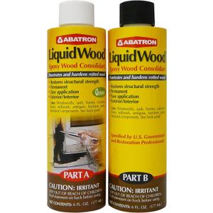 Abatron LiquidWood Kit - 12 Ounce - 2-Part Structural Wood Epoxy Resin - Wood Hardener and Consolidant - Perfect Primer for WoodEpox Epoxy Wood Filler