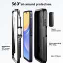 SURITCH for Samsung Galaxy A15 Case with Magnetic Camera Slide Cover & Adjustable Kickstand & Screen Protector, Rugged Full-Body Shockproof Dual-Layer Protective Cover for Samsung A15 6.5 Inch-Black