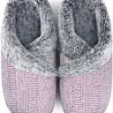 Slippers for Women Fuzzy House Slip on Indoor Outdoor Bedroom Furry Fleece Lined Ladies Comfy Memory Foam Female Home Shoes Anti-Skid Rubber Hard Sole (9-10, 04-light Purple)