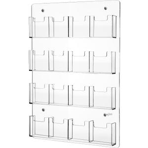 Ripeng 16 Pocket Vertical Business Card Holder Wall Mount Clear Sticker Display Rack Acrylic Business Card Holder Display Vertical Multiple Clear Acrylic Organizer for Home Office Wall
