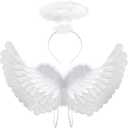 Angel Costume Wings and Halo White Angel Costume for Girls Kids Women Adult Halloween
