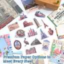 icceemee Scrapbooking Supplies Kit, Travel Diary Theme Scrapbooking Kit for Bullet Junk Journaling, Stationery, A6 Grid Notebook, Flower DIY Journaling Supplies, Birthday Craft Gift for Teen Girls