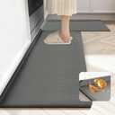 Kitchen Mat Set of 2 PCS, Non Slip Anti-Fatigue Cushioned Rugs for Kitchen Floor, Dust-Proof Memory Foam Runner Comfort Standing Mats for Office, Home (Grey, 17"x30"+17"x50")