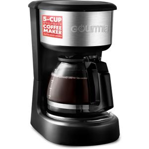 Gourmia 5-Cup One-Touch Drip Coffee Maker, Compact Countertop Coffee Machine with Auto Keep-Warm, Pause & Serve, Removable Filter Basket, Water-Level Indicator, Glass Carafe GCM3510