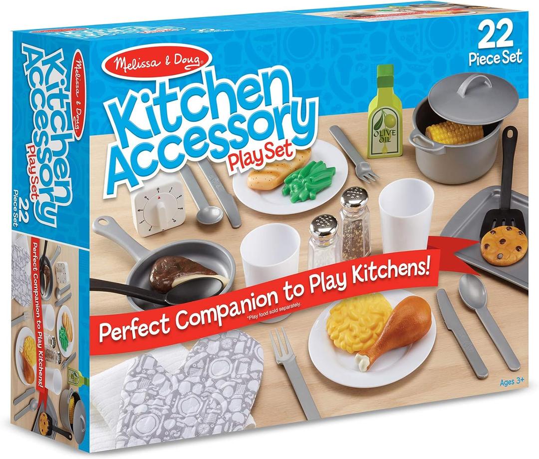 Melissa & Doug 22-Piece Play Kitchen Accessories Set - Utensils, Pot, Pans, and More