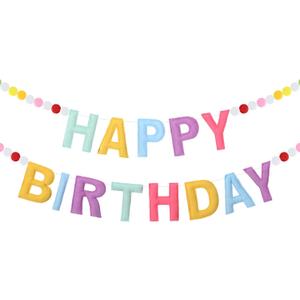 Felt Happy Birthday Garland Rainbow Banner Reusable Happy Birthday Sign Party Supply for Party Decor(Bright Color,Normal)