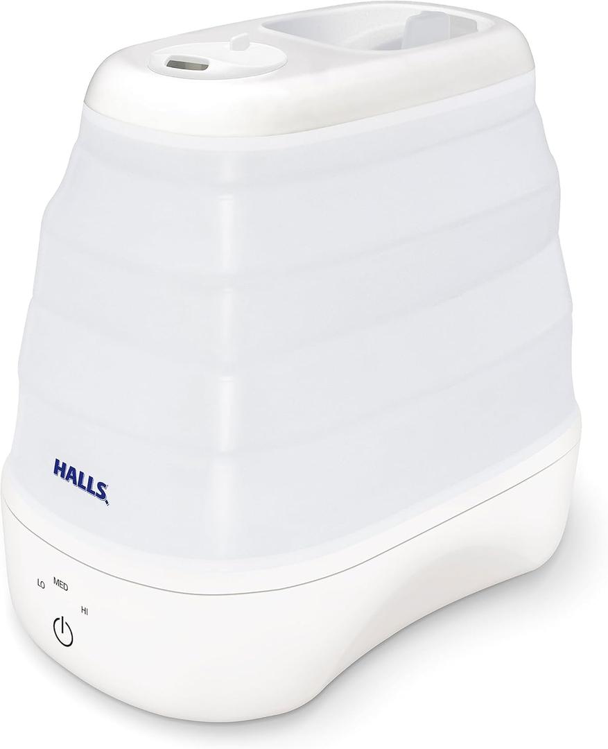 Crane x HALLS Collapsible Cool Mist Humidifier for Bedroom and Office, 1 Gallon Portable Humidifier for Travel and Easy Storage, Blue and White