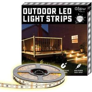 Gabba Goods Outdoor/Indoor Weatherproof 10 Foot Long LED 10ft Light Strips with Warm White Light, Self-Sticking Magnet and Carrying case- 10 feet Long