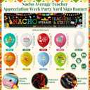 Moukeren Teacher Appreciation Decorations Nacho Average Teacher Banner with 24 Balloons Thank You Staff Yard Sign Cinco De Mayo Party Supplies for Indoor Outdoor School Office Gift