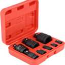 Metric Deep Impact Socket Set, 8 Piece Chrome-Vanadium Steel with Plastic Case, 1/4" 3/8" 1/2" 3/4" 1