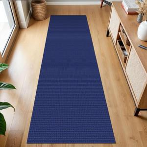 KOZYFLY Runners for Hallways 2x7 ft Washable Kitchen Runner Non Slip Rubber Backed Hall Runners Cotton Entryway Runner Rugs Floor Carpet for Indoor Backdoor Bedroom Kitchen, Royal Blue/Navy