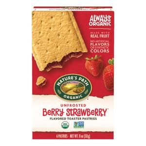Nature's Path Organic Unfrosted Berry Strawberry Toaster Pastries, 11 Ounce (Pack of 12), Non-GMO, Made From Real Berries, BB Date 2026 Apr 30