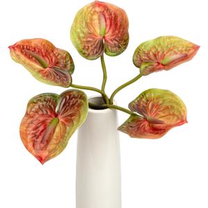 8PCS 22.8inch Anthurium Artificial Flowers Red-Brown Faux Silk Anthurium Real Touch Flower Faux Floral Arrangement for Vase Table Centerpieces Wedding Garden Home Decoration (Red-Brown)